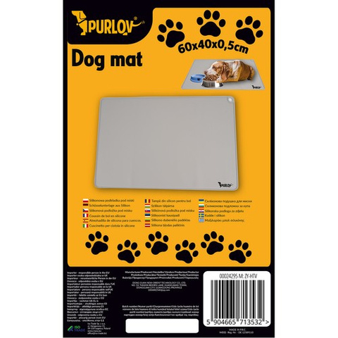 Covoras XL din silicon pentru boluri animale, protectie podea 60x40 cm, margini inalte anti-varsare, antiderapant, gri [2]