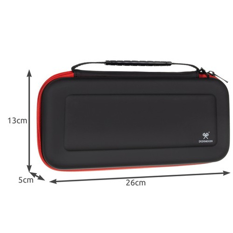 Husa rigida pentru consola, Dunmoon, protectie anti-soc, spatiu pentru jocuri si accesorii, fermoar sigur, negru/rosu [4]