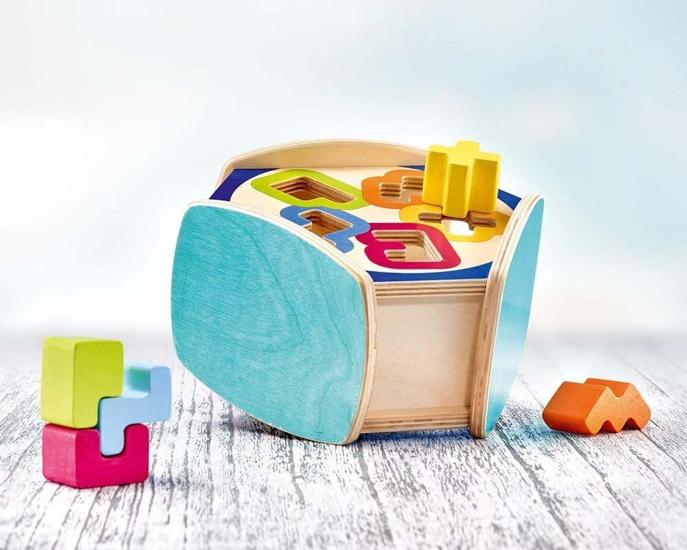 Jucarie educativa din lemn Selecta Sortino, sortator de forme geometrice, puzzle de sortare, multicolor, 22.6 x 20.5 x 11.3 cm, 24 luni+ [3]