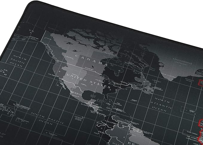 Mouse Pad XXL pentru Tastatura si Mouse 88x30 cm, Antiderapant, Rezistent la Apa, Cusaturi Intarite, Suprafata Gaming si Office, Gri Harta Mondiala [2]