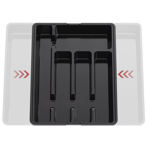 Organizator tacamuri extensibil Ruhhy, 5-7 compartimente, reglabil 36.5 x 27.5–44.5 x 4.5 cm, plastic PP, culoare Negru [6]