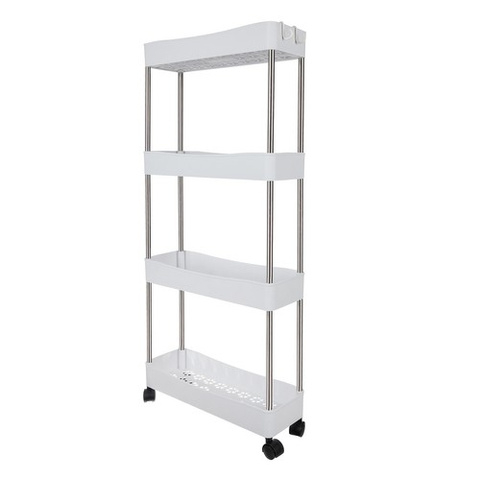 Raft Mobil cu Roti pentru Baie si Bucatarie, 4 Polite, 37 x 12 x 91.5 cm, Alb [8]