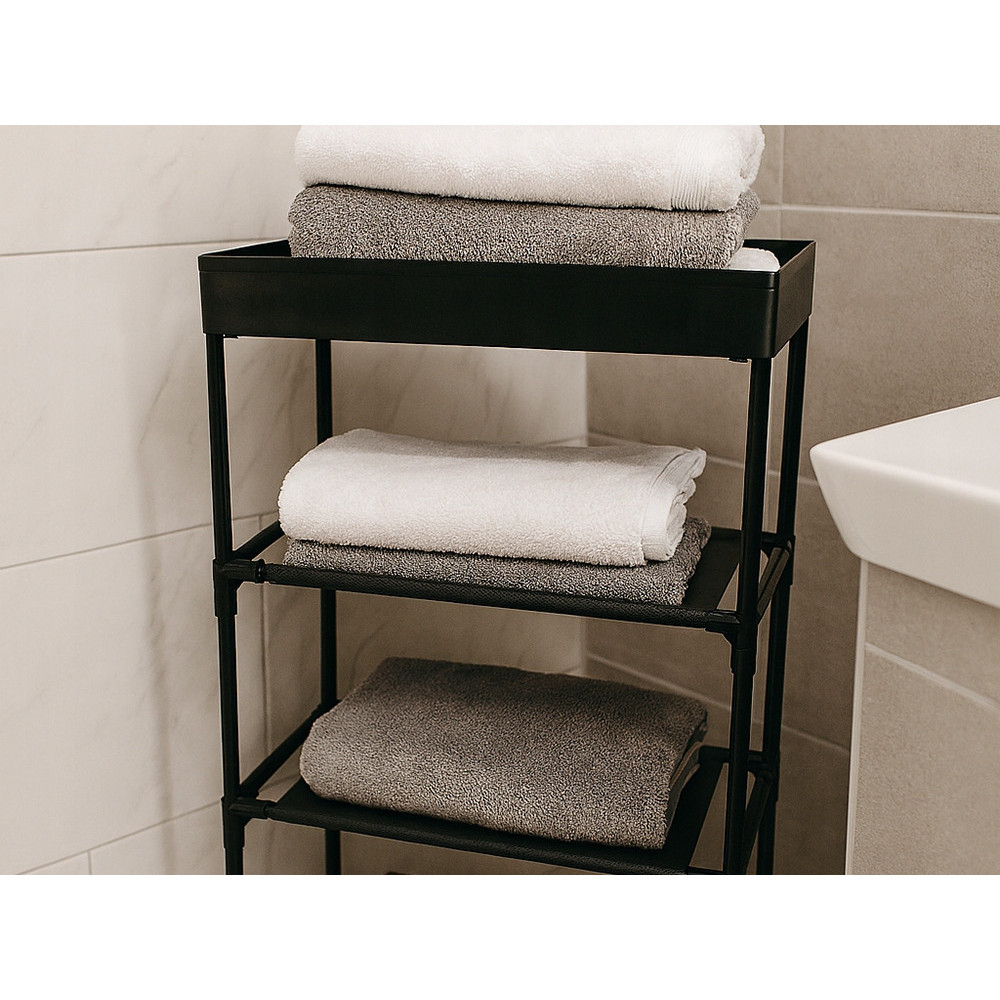 Raft Multifunctional GenesioHome, 5 polite textile, 39.5 x 21.5 x 81 cm, ABS, Design Modern, Rezistent, culoare Negru [6]