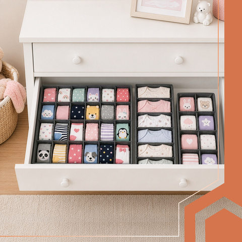 Set 4 organizatoare sertar Ruhhy pentru lenjerie, sosete si accesorii, 45 compartimente, pliabile, gri [6]