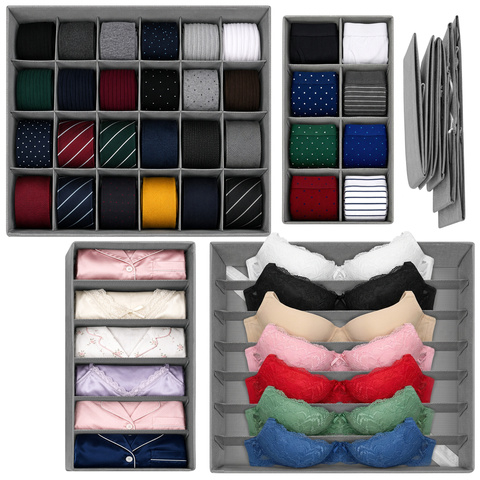 Set 4 organizatoare sertar Ruhhy pentru lenjerie, sosete si accesorii, 45 compartimente, pliabile, gri [9]