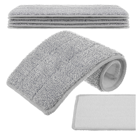 Set 5 Rezerve Mop Plat Ruhhy, Microfibra Super Absorbanta, Prindere Velcro, Lavabile, 33 x 12 cm, Gri [5]