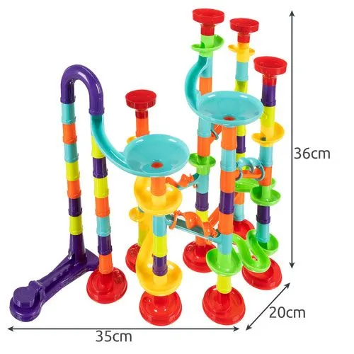 Set constructie circuit cu bile, 113 piese, 30 bile incluse, traseu 3D modular, multicolor, 36 x 35 x 20 cm [4]