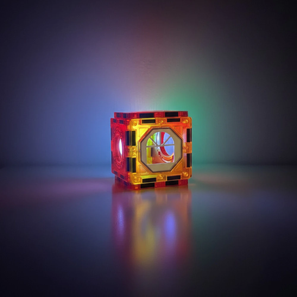 Set constructie magnetic cu circuit pentru bile, 110 piese, blocuri 3D, elemente luminoase LED, multicolor, 3+ ani [5]