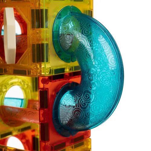 Set constructie magnetic cu circuit pentru bile, 77 piese, blocuri 3D, bile si elemente luminoase, STEM, multicolor [4]