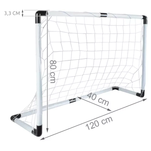 Set poarta fotbal copii, poarta + minge + pompa + ancore fixare, 120 x 40 x 80 cm, PVC + nylon, culoare Alb/Negru [7]