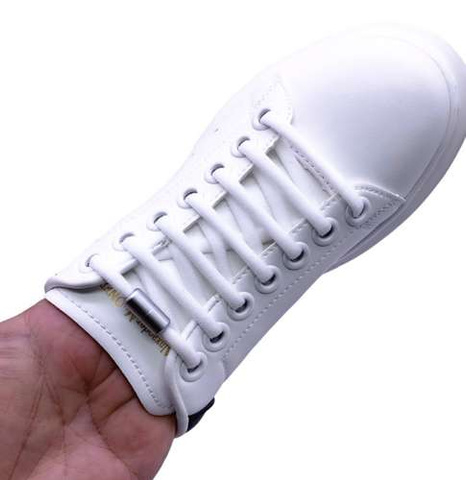 Sireturi elastice fara legare, sistem rapid cu blocare metalica, pentru adidasi si pantofi sport, ajustabile, 100 cm, alb [6]