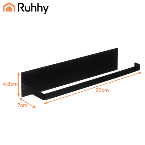 Suport autoadeziv pentru rola de hartie RUHHY, montaj fara gaurire, metal negru mat, pentru bucatarie si baie [6]