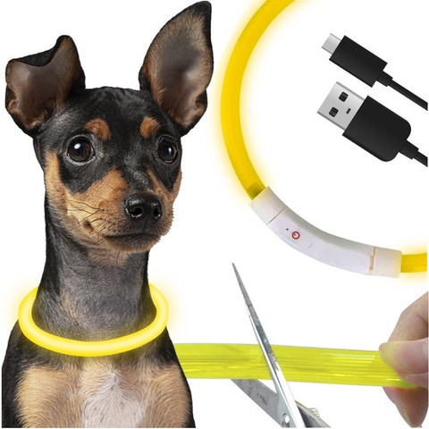 Zgarda LED reglabila Purlov, incarcare USB Type-C, 3 moduri de iluminare, 20-70 cm x 1.2 cm, PVC + ABS + cauciuc, culoare Galben [8]