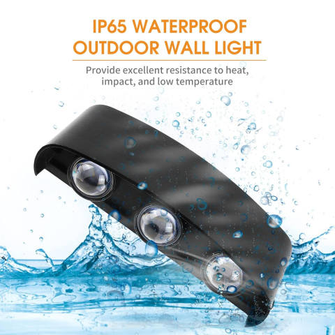 Aplica de exterior LED Line Hofftech, semicirculara, up&down, 3 surse, 6W, IP65, negru, lumina calda 3000k [1]