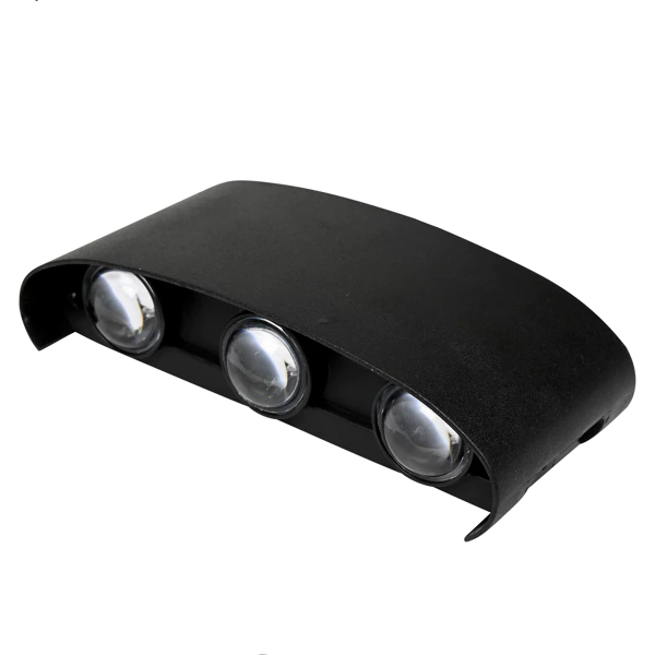 Iluminat - Aplica de exterior LED Line Hofftech, semicirculara, up&down, 3 surse, 6W, IP65, negru, lumina calda 3000k