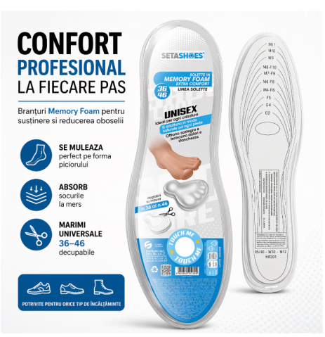 Diverse - Branturi Memory Foam SetaBlu, extra confort, decupabile 36–46, unisex, absorbtie soc, talpici ergonomici pentru incaltaminte