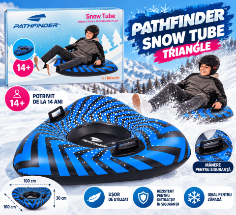 Jucarii & Timp liber - Colac gonflabil pentru zapada Pathfinder, 100 cm, 2 manere, albastru-negru, 14+ ani