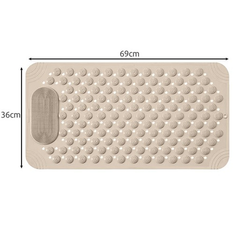 Covoras Antiderapant Baie, Masaj pentru picioare, Ventuze aderente, 69 x 36 cm, PVC, culoare Bej [10]