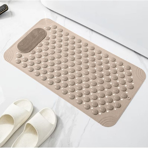 Covoras Antiderapant Baie, Masaj pentru picioare, Ventuze aderente, 69 x 36 cm, PVC, culoare Bej [1]