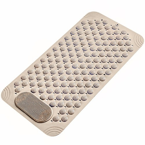 Covoras Antiderapant Baie, Masaj pentru picioare, Ventuze aderente, 69 x 36 cm, PVC, culoare Bej [9]