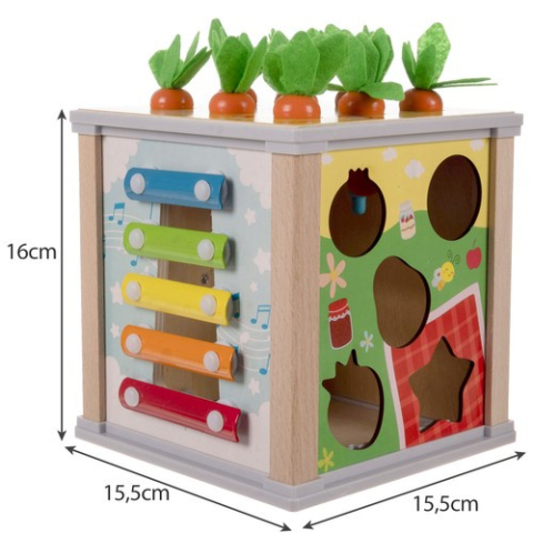 Cub Educational Montessori, 5-in-1, Lemn, multicolor, 15.5 x 16 cm, Concentrare, Indemanare, Dexteritate, Multicolor [7]