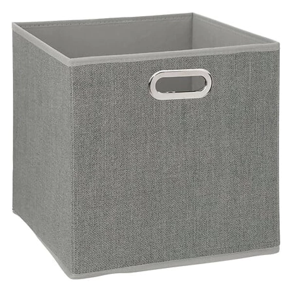 Casa & Organizare - Cutie depozitare textila, pliabila, cu maner metalic, 31x31x31 cm, gri deschis