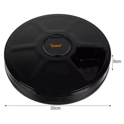 Dispenser Automat hrana animale Purlov, 30 cm, 900 ml, 6 compartimente, 6 programe, Negru [2]