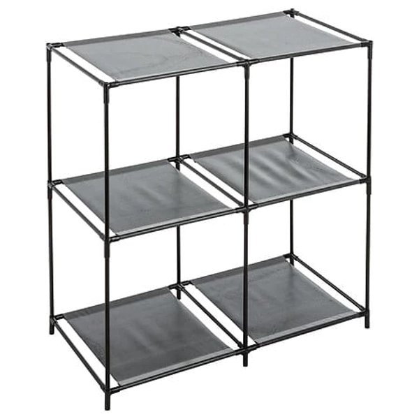 Casa & Organizare - Etajera modulara 5five cu 4 cuburi, structura metal + rafturi textile, 68.5x34.5x70 cm, negru