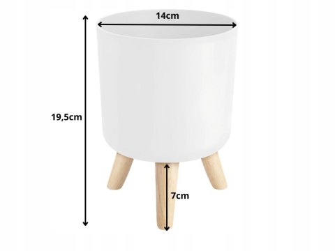 Ghiveci Alb pentru Flori cu Picioare din Lemn, Diametru 14 cm [4]