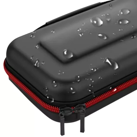 Husa rigida pentru consola, Dunmoon, protectie anti-soc, spatiu pentru jocuri si accesorii, fermoar sigur, negru/rosu [1]
