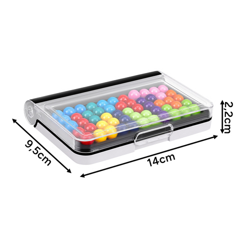 Joc de logica IQ Puzzle cu bile colorate, tabla cu capac, 120 provocari, 5 niveluri de dificultate, 14 x 9,5 cm [3]
