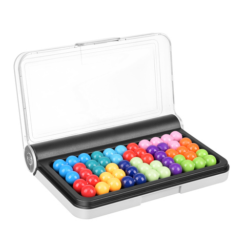 Joc de logica IQ Puzzle cu bile colorate, tabla cu capac, 120 provocari, 5 niveluri de dificultate, 14 x 9,5 cm [4]