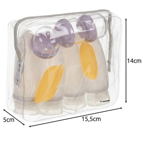 Kit de calatorie avion Trizand – recipiente cosmetice reutilizabile 10 piese, compatibil bagaj de mana, cu husa transparenta [9]