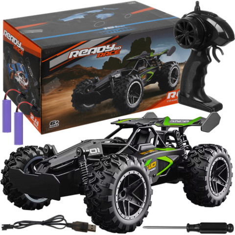Jucarii & Timp liber - Masina off-road cu telecomanda Kruzzel, scara 1:18, multicolor, 23x14, 5x9cm, 2 baterii incluse