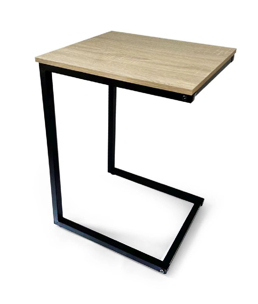 Masuta Laterala Sofa Moblekit, Design modern tip C, pentru living si dormitor, 40 x 30 x 60 cm, MDF + Metal, culoare Stejar/Negru [1]