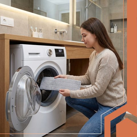 Mop plat RUHHY cu galeata 11L, 2 compartimente pentru apa curata si murdara, sistem stoarcere, cap rotativ 360°, 3 lavete [9]