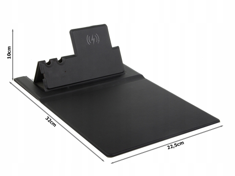 Mouse Pad cu Incarcare Wireless, Organizator Birou cu Suport Telefon si Suport Pixuri, Alimentare USB-C, Pliabil, 32 x 22.5 cm [5]