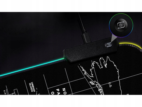 Mouse Pad Gaming RGB LED XXXL 90x40 cm, Harta Lumii, Iluminare 7 Culori, 4 Moduri Lumina, Suprafata Antiderapanta, Alimentare USB [4]