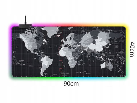 Mouse Pad Gaming RGB LED XXXL 90x40 cm, Harta Lumii, Iluminare 7 Culori, 4 Moduri Lumina, Suprafata Antiderapanta, Alimentare USB [5]
