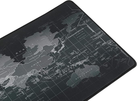 Mouse Pad XXL pentru Tastatura si Mouse 88x30 cm, Antiderapant, Rezistent la Apa, Cusaturi Intarite, Suprafata Gaming si Office, Gri Harta Mondiala [3]