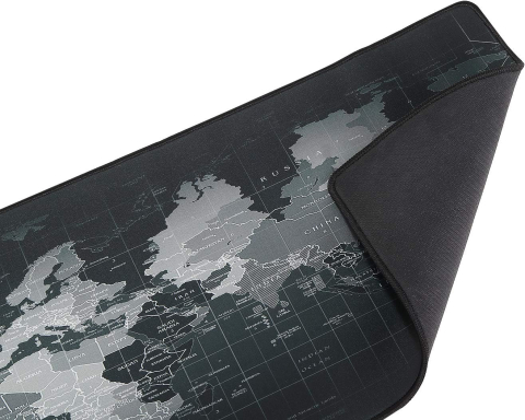 Mouse Pad XXL pentru Tastatura si Mouse 88x30 cm, Antiderapant, Rezistent la Apa, Cusaturi Intarite, Suprafata Gaming si Office, Gri Harta Mondiala [2]