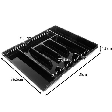 Organizator tacamuri extensibil Ruhhy, 5-7 compartimente, reglabil 36.5 x 27.5–44.5 x 4.5 cm, plastic PP, culoare Negru [1]