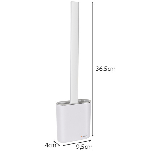 Perie WC din silicon Ruhhy, cap flexibil, suport ventilat, montaj pe perete sau podea, alb/gri, 40 cm [8]