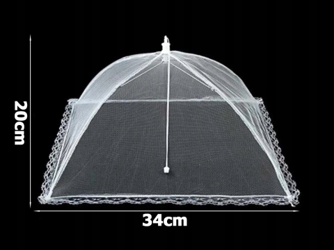 Plasa Protectie Alimente Pliabila Anti-Insecte, Tip Umbrela, pentru Bucatarie si Picnic, 34 x 20 cm, Alba [5]