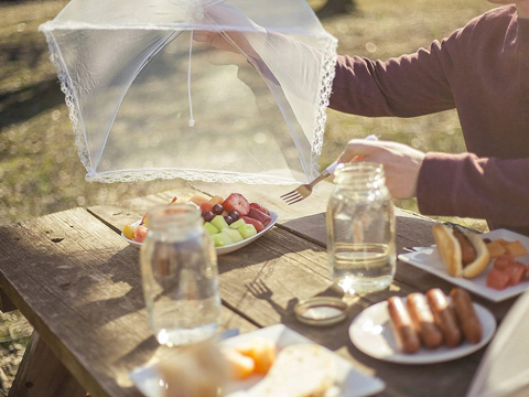 Plasa Protectie Alimente Pliabila Anti-Insecte, Tip Umbrela, pentru Bucatarie si Picnic, 34 x 20 cm, Alba [7]