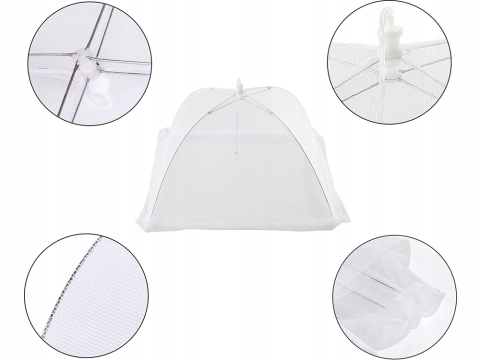 Plasa Protectie Alimente Pliabila Anti-Insecte, Tip Umbrela, pentru Bucatarie si Picnic, 34 x 20 cm, Alba [3]