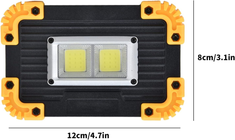 Proiector LED Portabil COB Reincarcabil, 3 Moduri Iluminare, Acumulator 18650 Inclus, 12x8 cm, Negru/Galben [1]