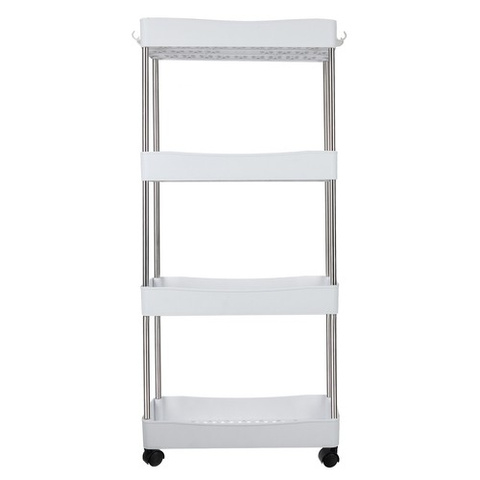 Raft Mobil cu Roti pentru Baie si Bucatarie, 4 Polite, 37 x 12 x 91.5 cm, Alb [4]