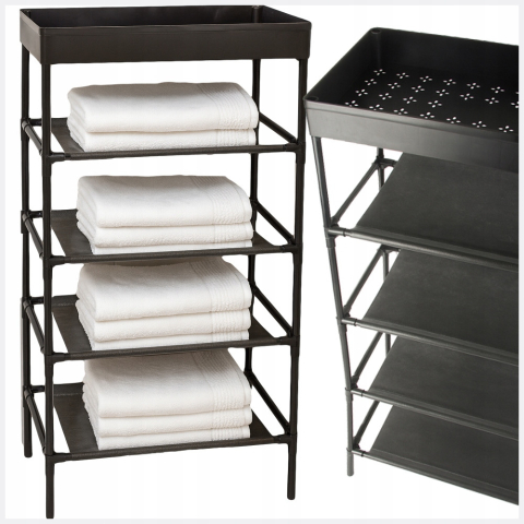 Raft Multifunctional GenesioHome, 5 polite textile, 39.5 x 21.5 x 81 cm, ABS, Design Modern, Rezistent, culoare Negru [4]