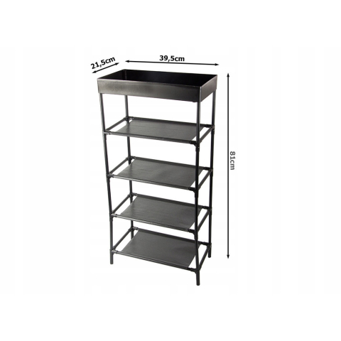 Raft Multifunctional GenesioHome, 5 polite textile, 39.5 x 21.5 x 81 cm, ABS, Design Modern, Rezistent, culoare Negru [2]